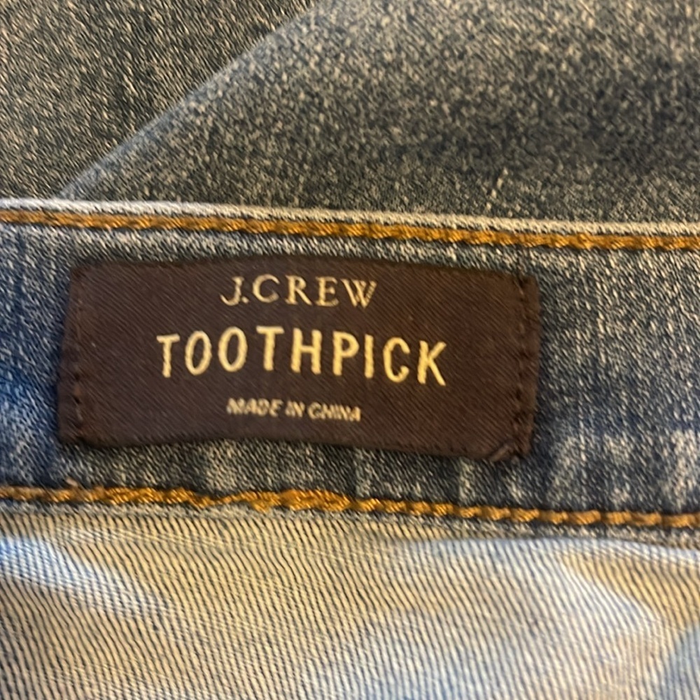 J Crew - Distressed Patchwork Toothpick Blue Jean… - image 3